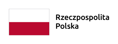 Flaga i napis Rzeczpospolita Polska