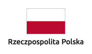 Flaga i napis Rzeczpospolita Polska